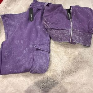 Fashion nova NWT2 piece sweatsuit jogger set purple 1X